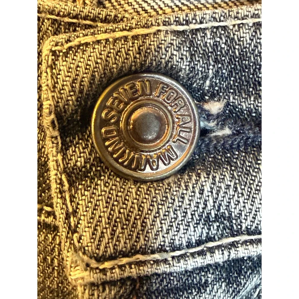 7 For All Mankind Lowrise Bootcut Jeans Grey Distressed Denim Size 31